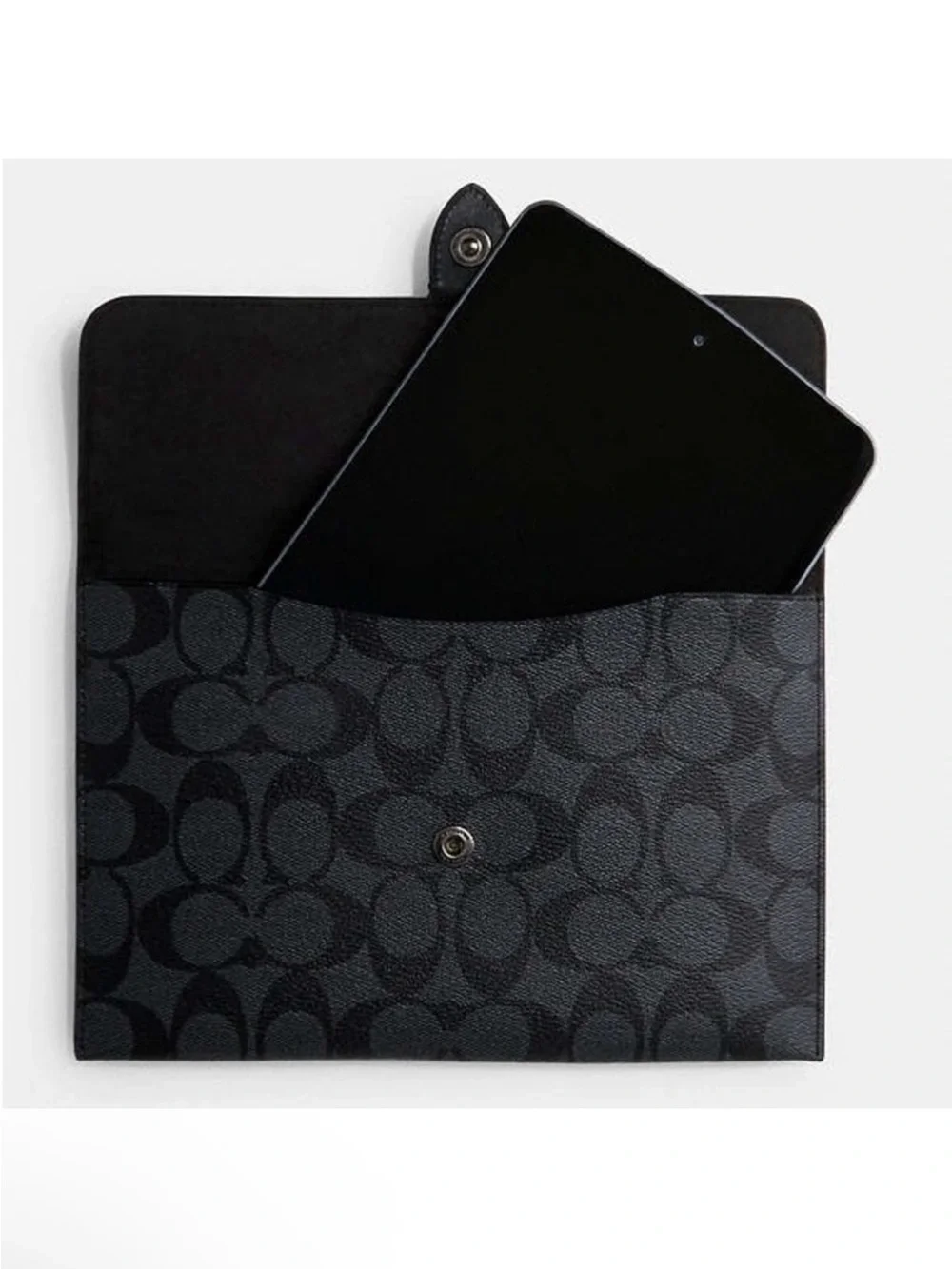 Coach Mini Tablet Sleeve In Signature Canvas Style # C2024 Gunmetal/Charcoal